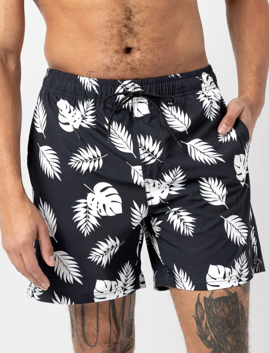 Printed Elastic-waist Boardshorts