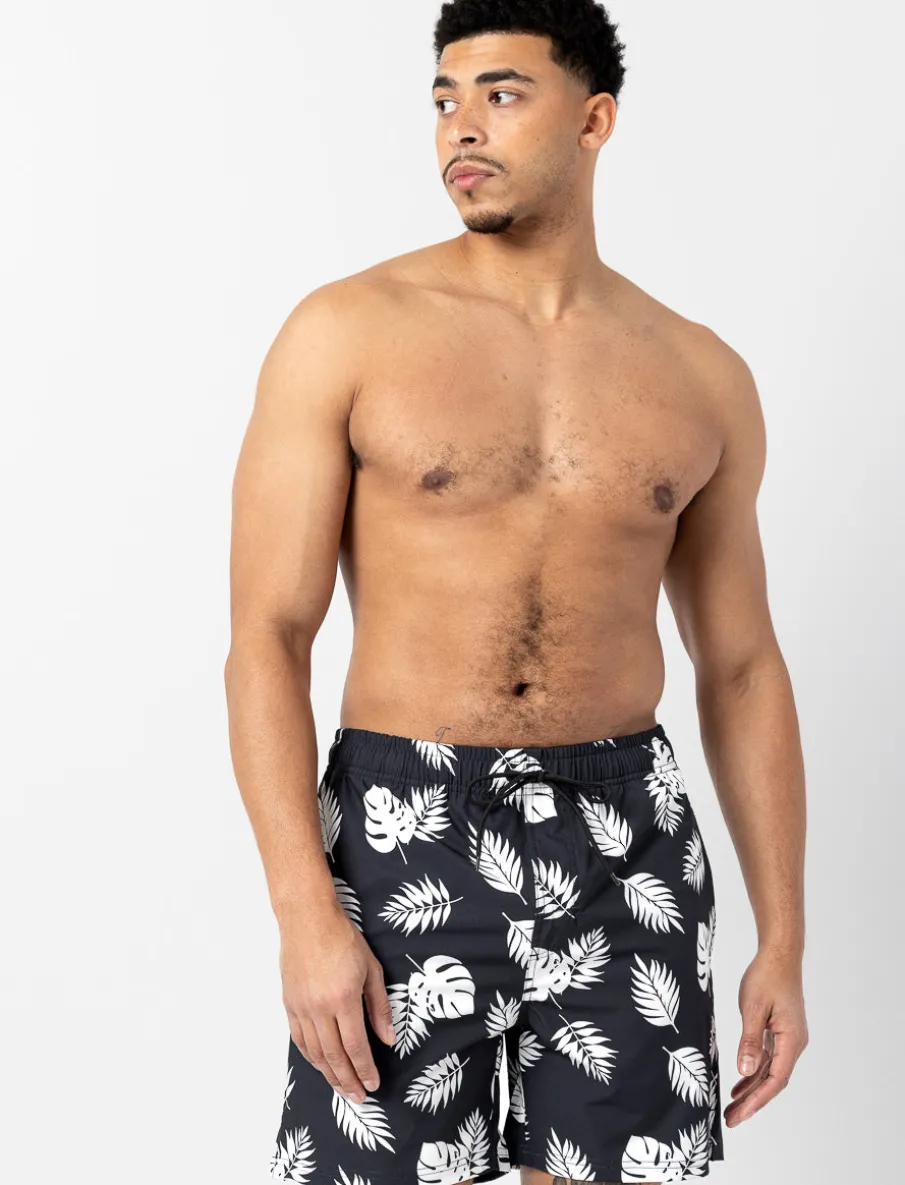 Printed Elastic-waist Boardshorts