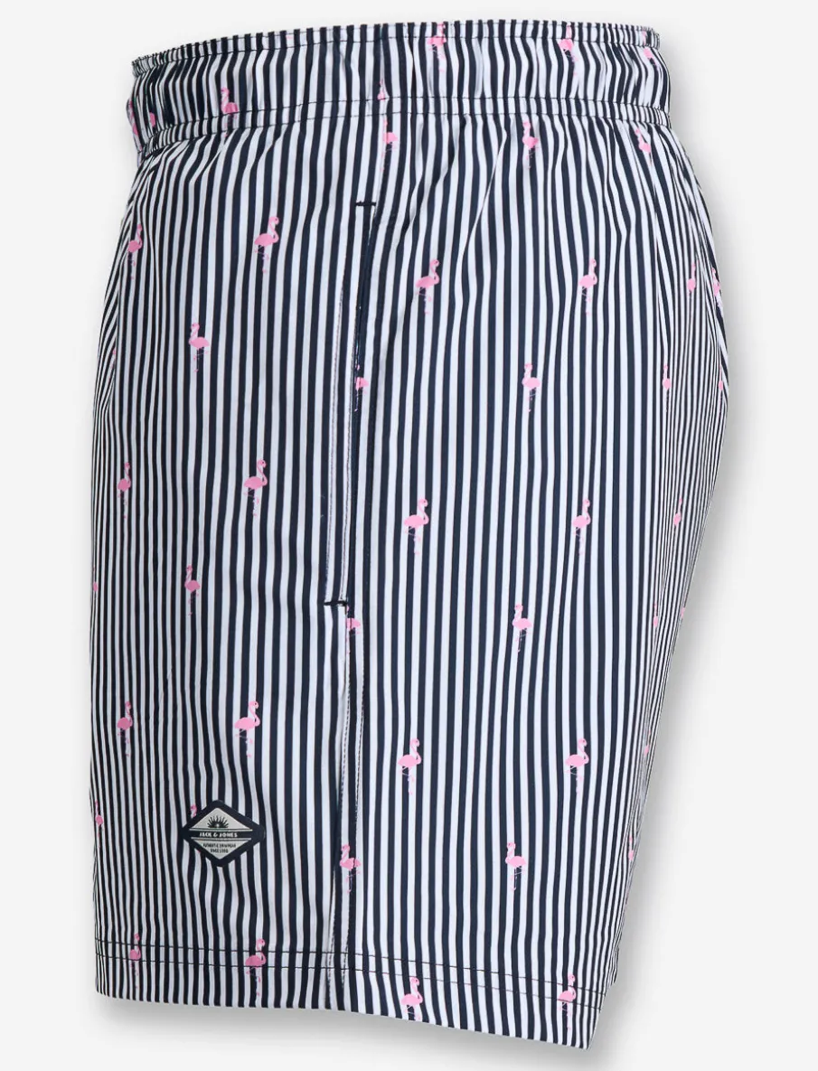 Printed Elastic-waist Swim Shorts