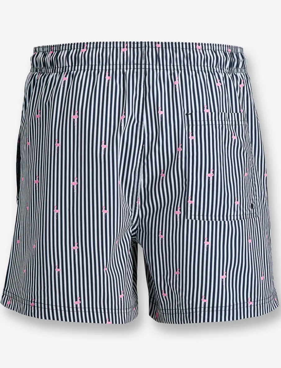 Printed Elastic-waist Swim Shorts