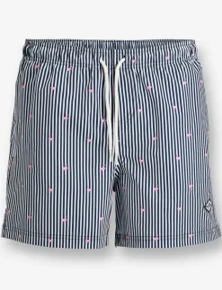 Printed Elastic-waist Swim Shorts