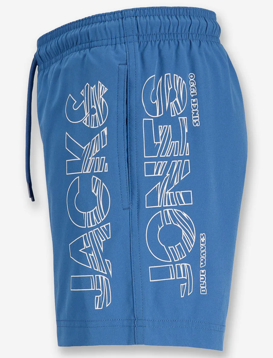 Printed Elastic-waist Swim Shorts