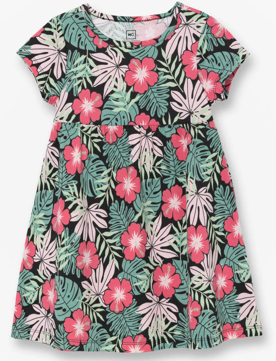 Printed Fitted and Flared Dress - Little Girl