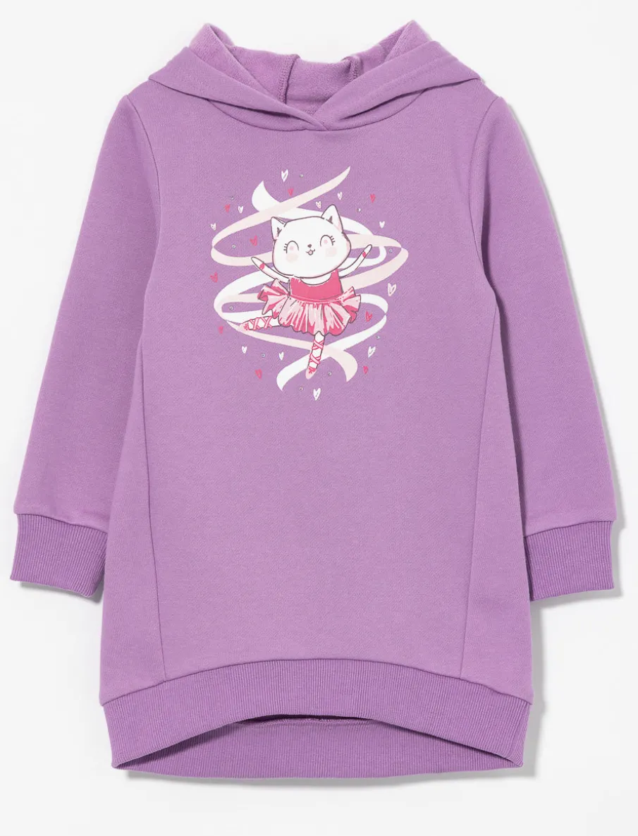 Printed Fleece Hoodie Tunic - Little Girl