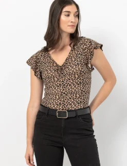 Printed Flutter Sleeve T-shirt