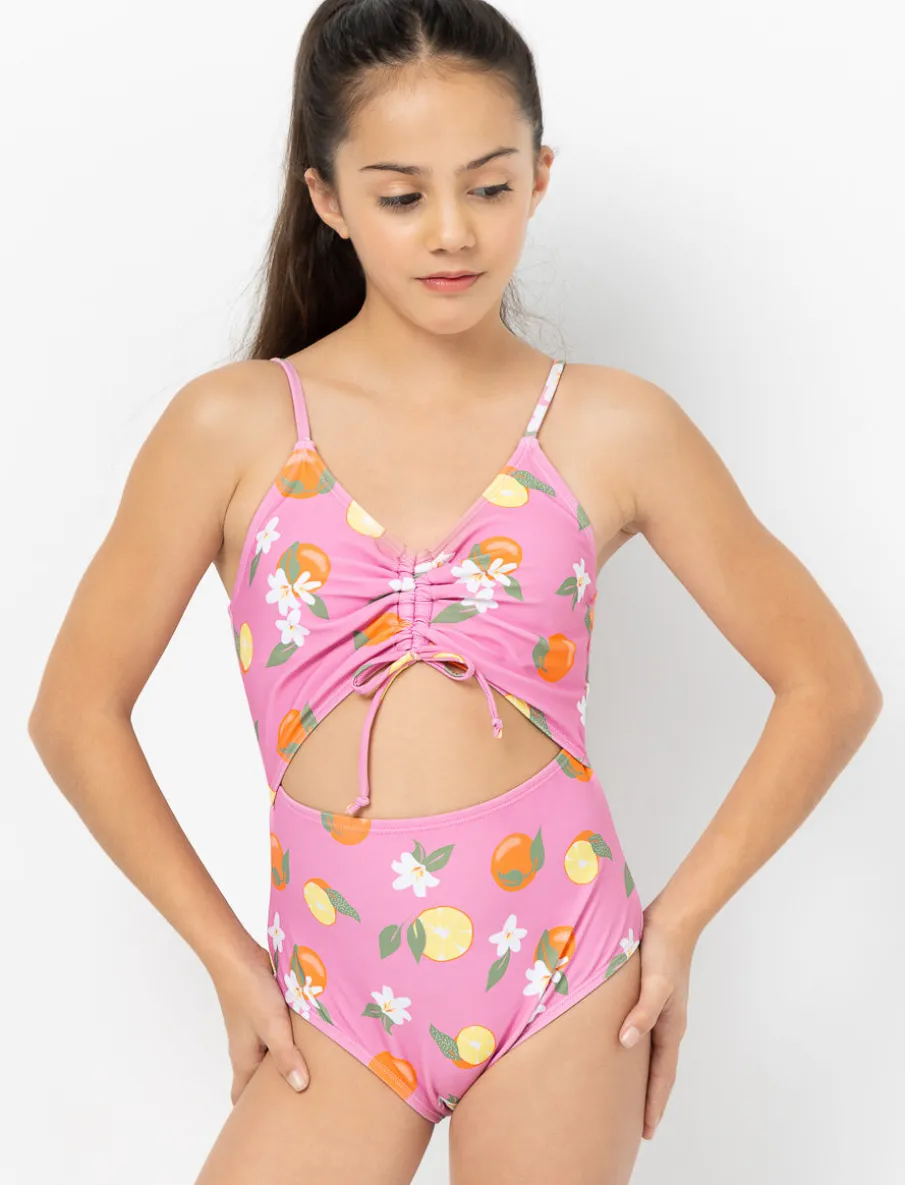 Printed Front-cutout 1-piece Swimsuit