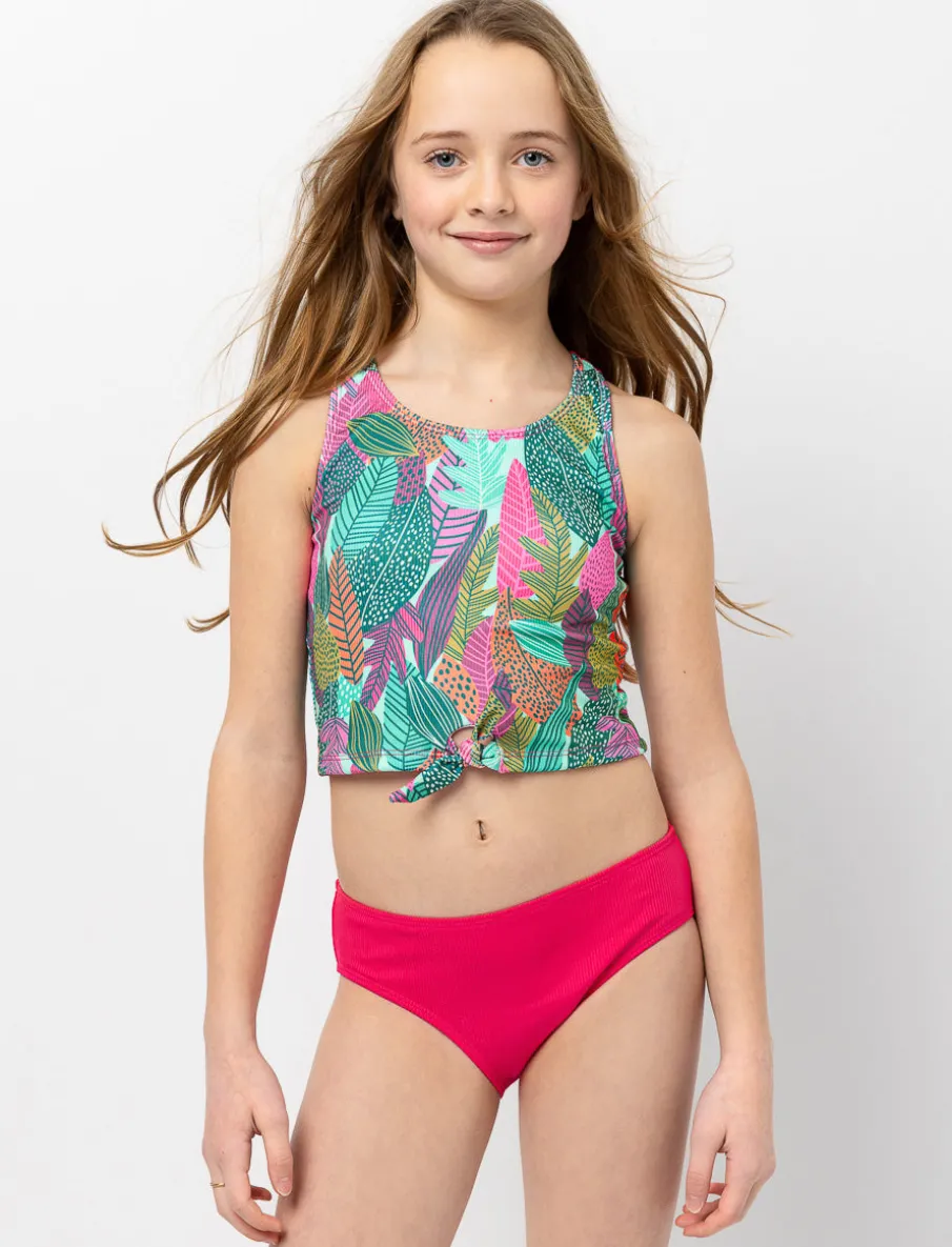 Printed Front-tie 2-piece Swimsuit