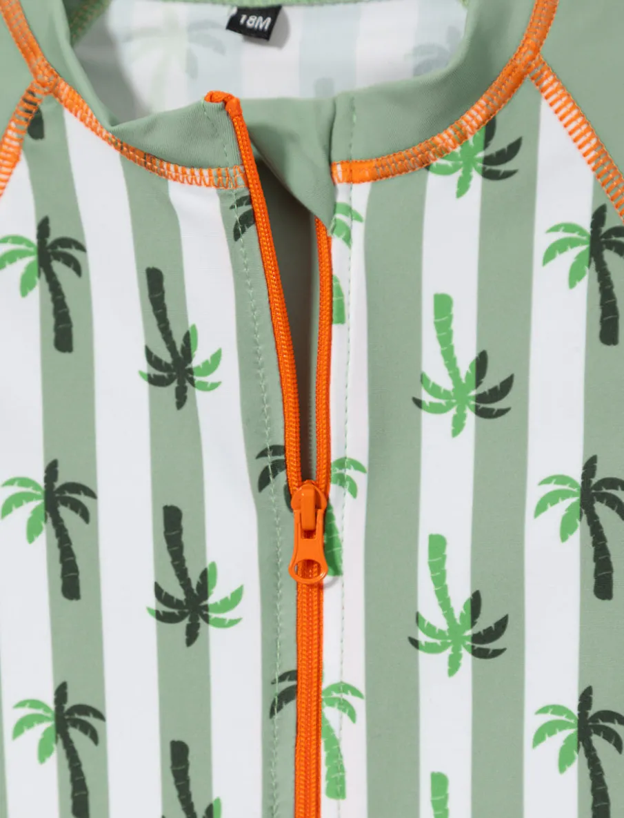 Printed Half-zip 1-piece Swimsuit