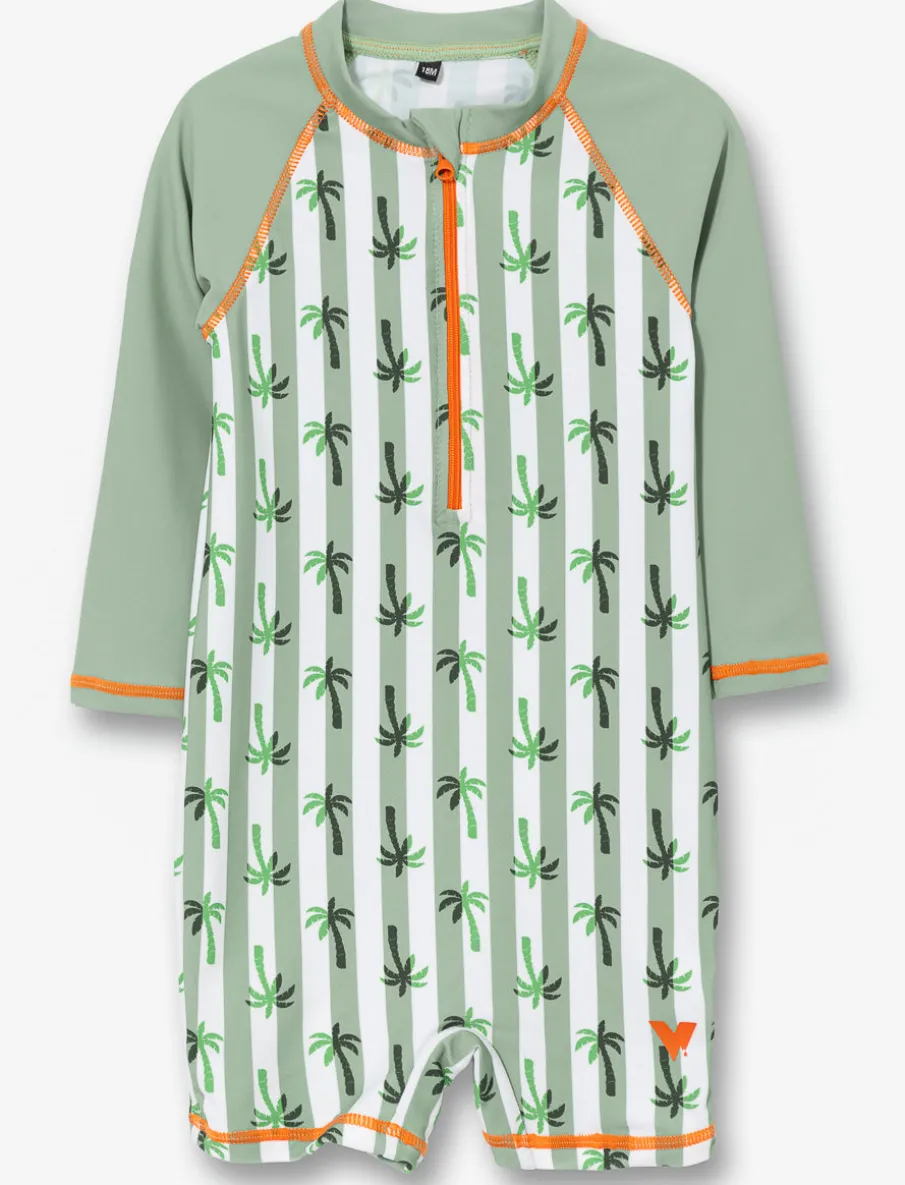 Printed Half-zip 1-piece Swimsuit