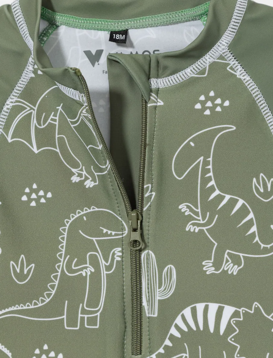 Printed Half-zip 1-piece Swimsuit