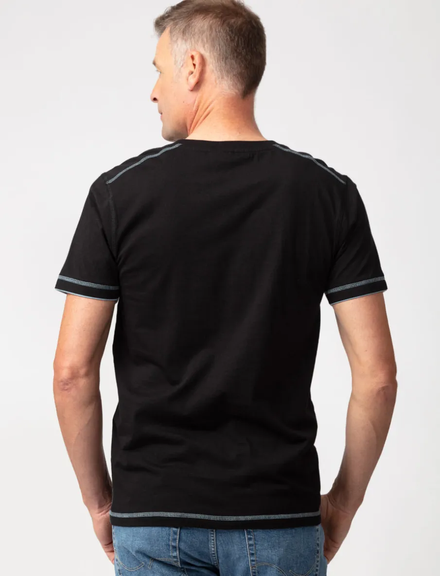 Printed Henley Collar T-shirt