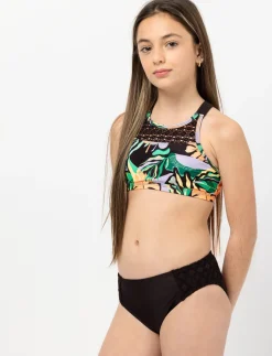 Printed Lace-detail 2-piece Swimsuit