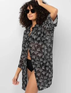 Printed Long Shirt Cover-Up