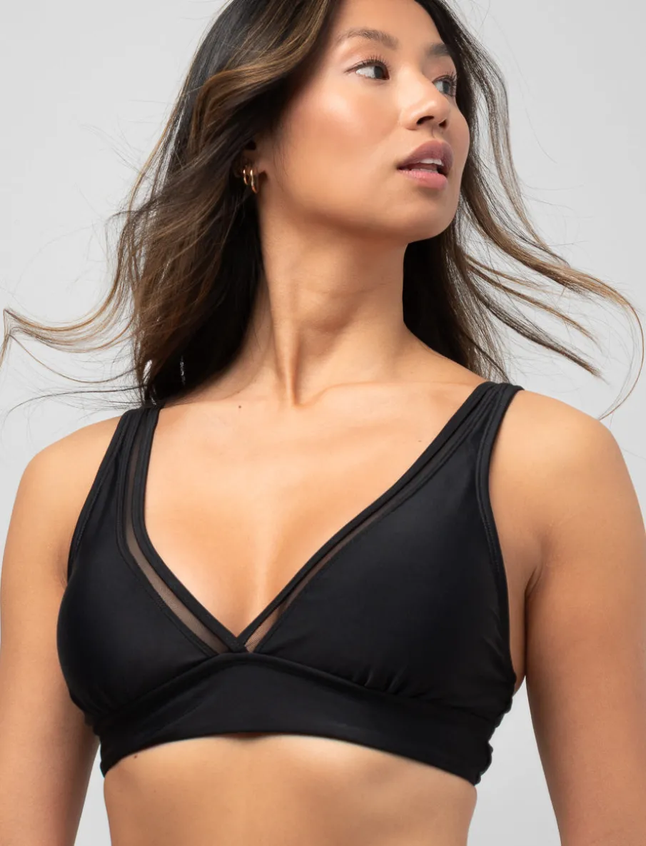Printed Mesh Detail Bikini Top