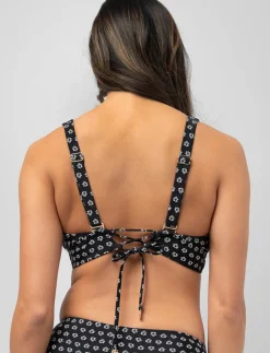 Printed Mesh Detail Bikini Top