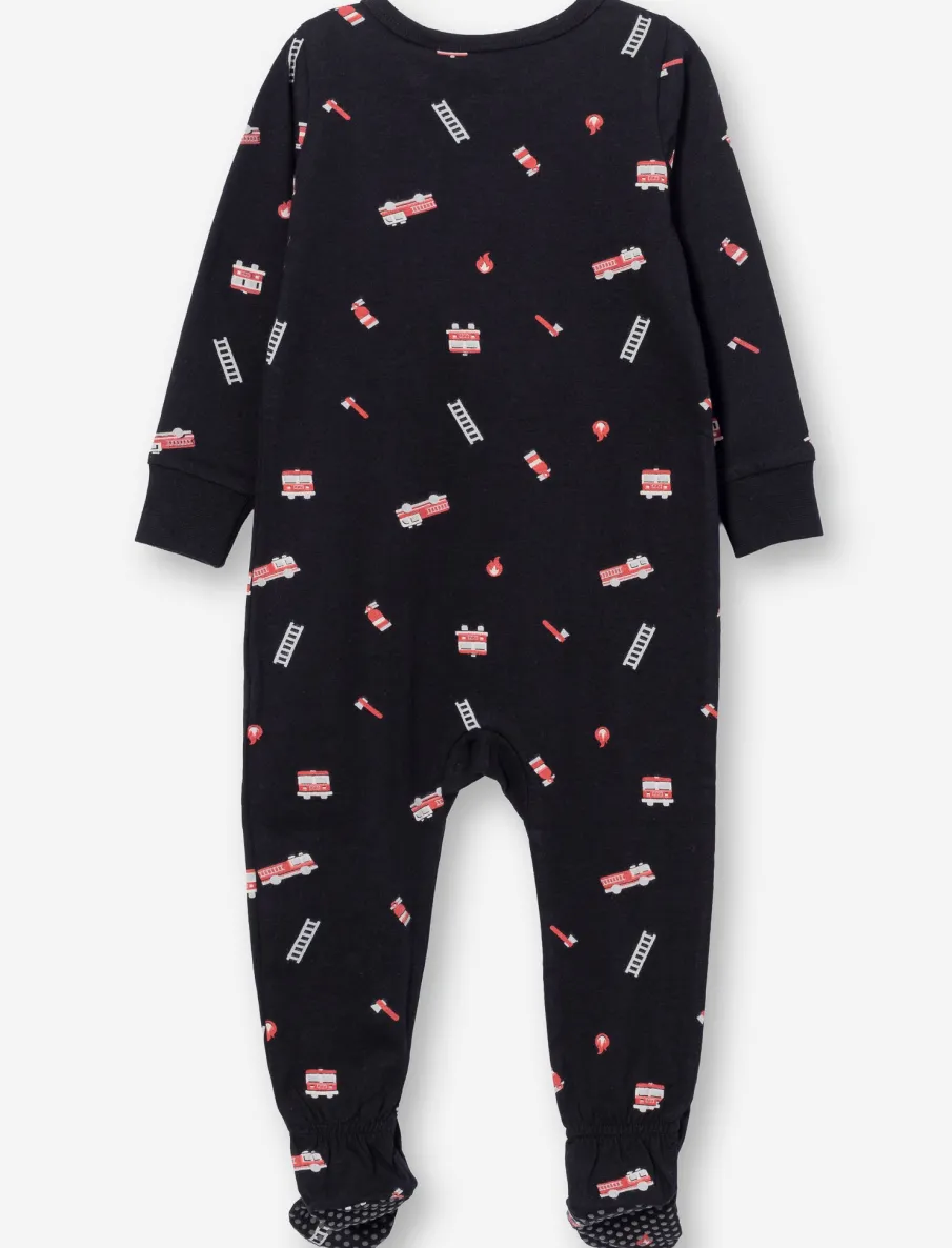 Printed Onesie Pajama - Fire Trucks