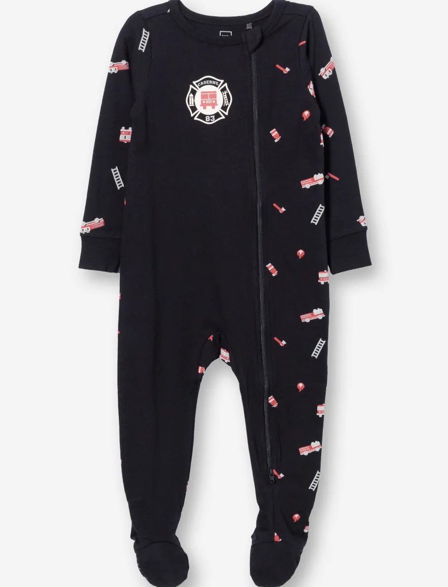 Printed Onesie Pajama - Fire Trucks