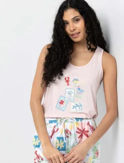 Printed Pajama Tank Top