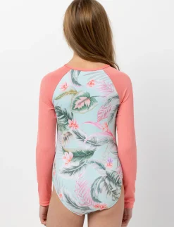 Printed 1-piece Rash Guard Swimsuit
