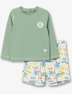 Printed 2-piece Rash Guard Swimsuit