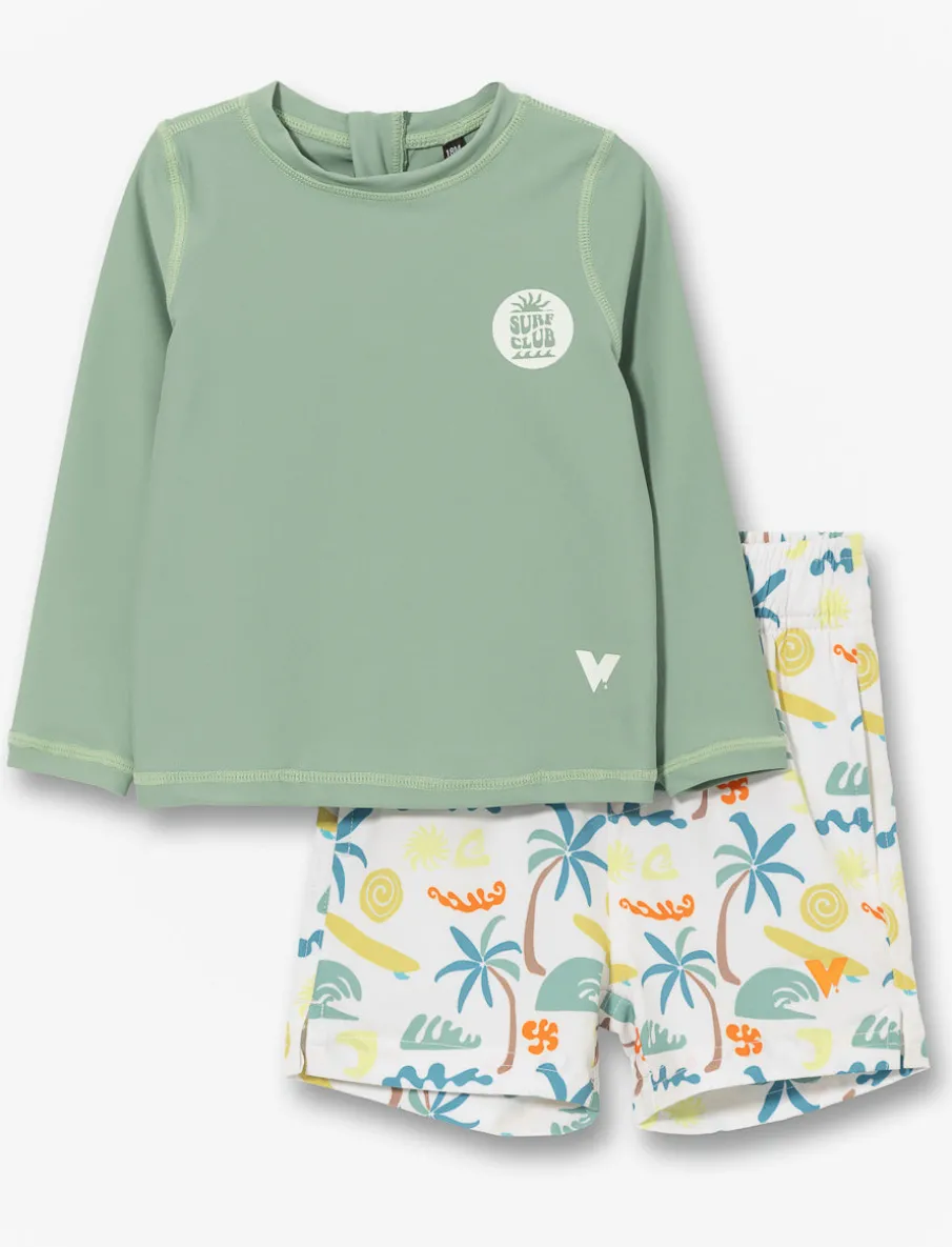 Printed 2-piece Rash Guard Swimsuit
