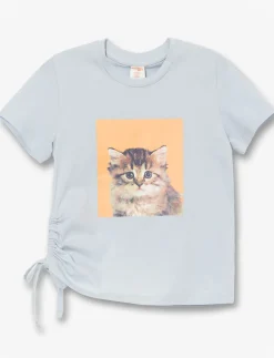 Printed Pleated T-shirt