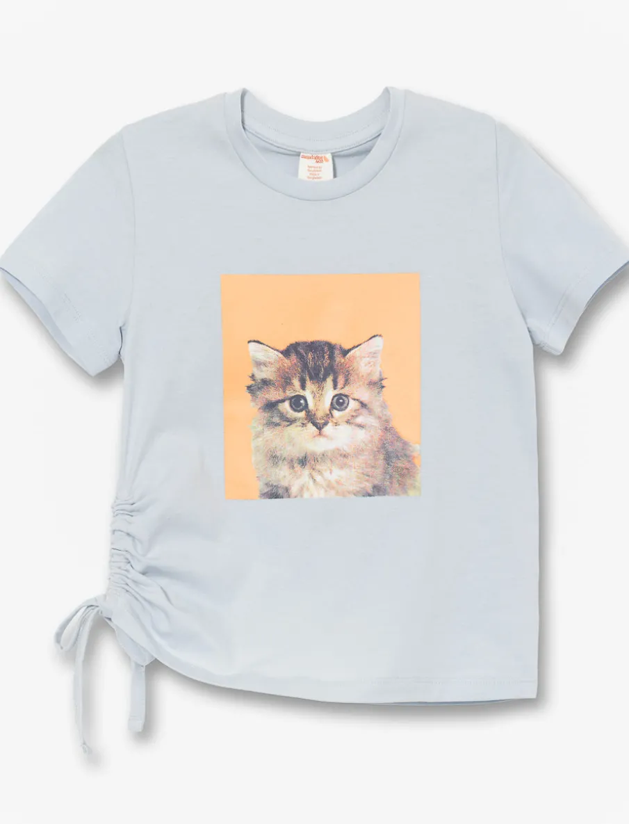 Printed Pleated T-shirt