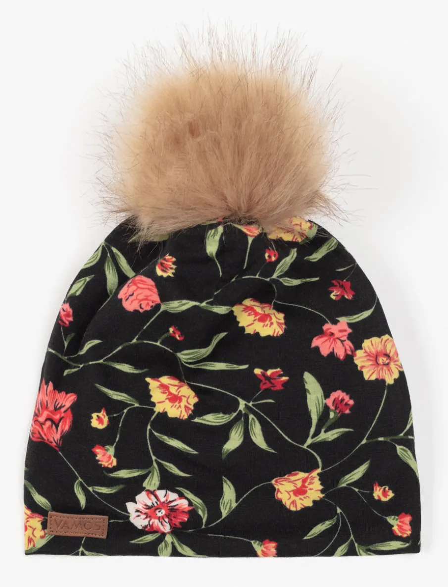 Printed Pompom Beanie - Baby