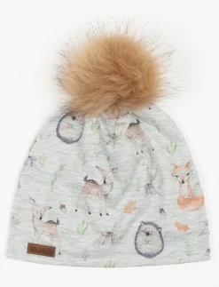 Printed Pompom Beanie - Children