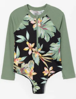 Printed Rash Guard 1-piece Swimsuit