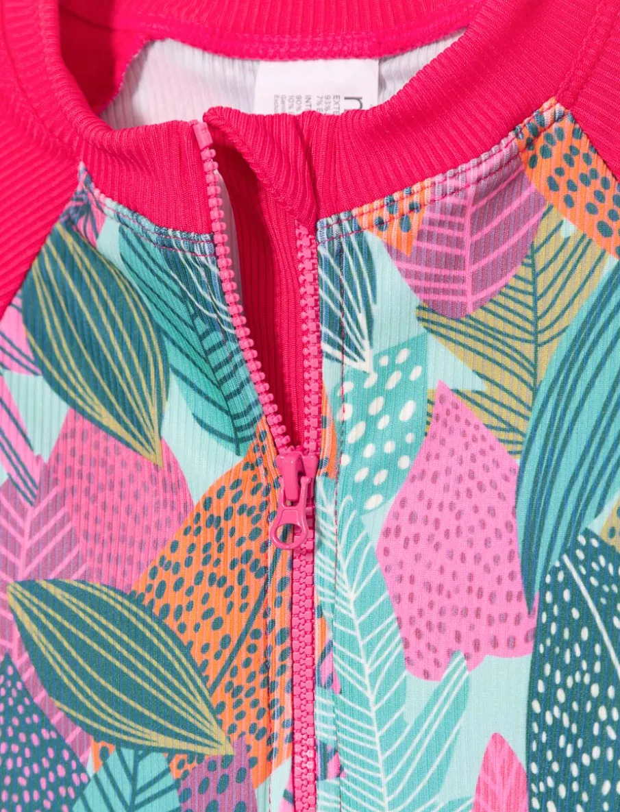 Printed Rash Guard 1-piece Swimsuit - Little Girl