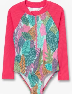 Printed Rash Guard 1-piece Swimsuit - Little Girl