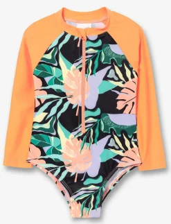Printed Rash Guard 1-piece Swimsuit