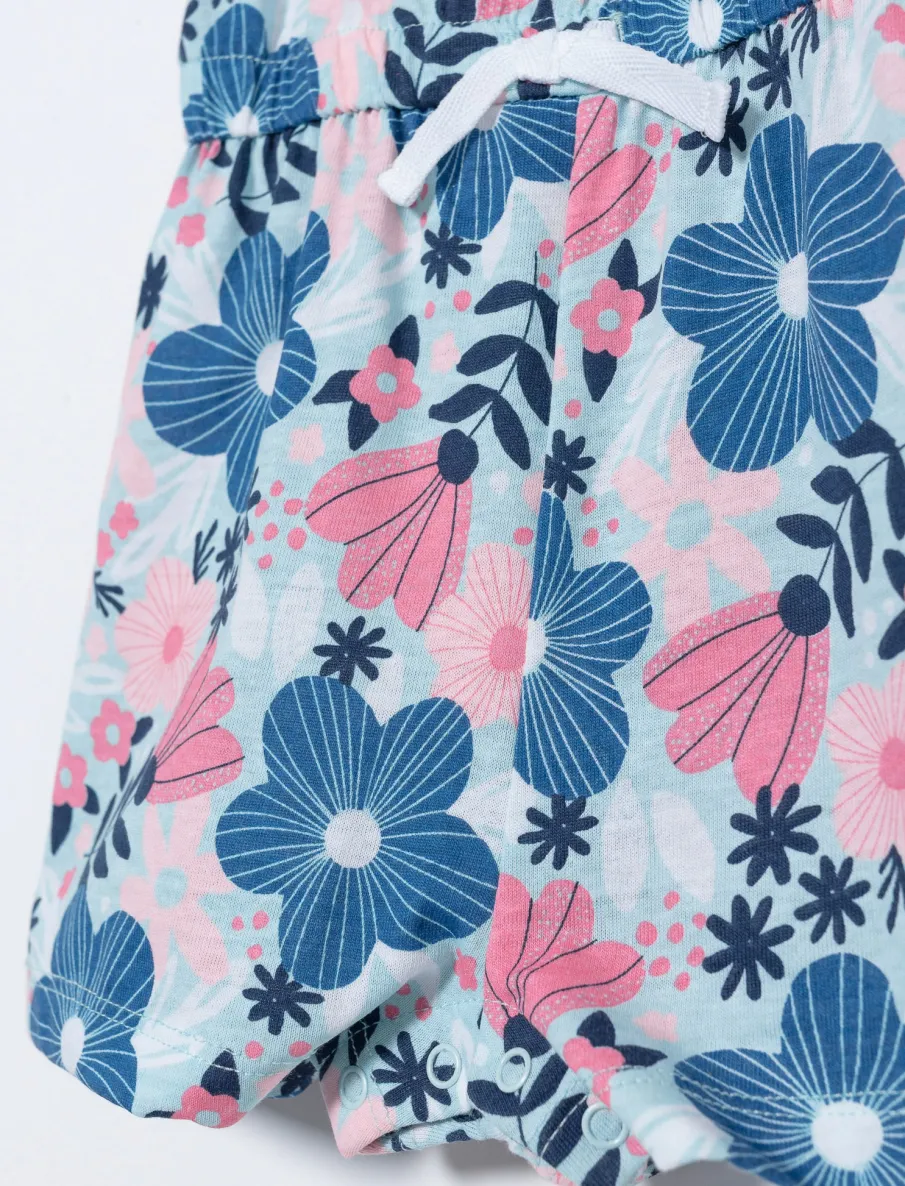 Printed Ruffle-sleeve Romper