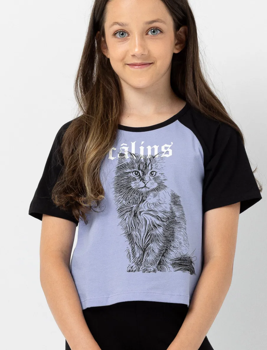 Printed Semi-fitted Raglan T-shirt