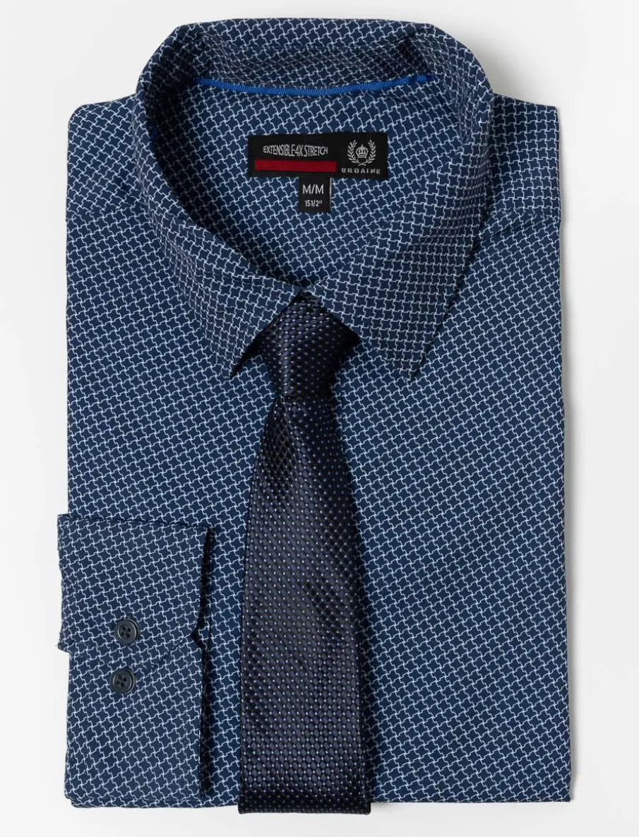 Printed Shirt with Matching Tie