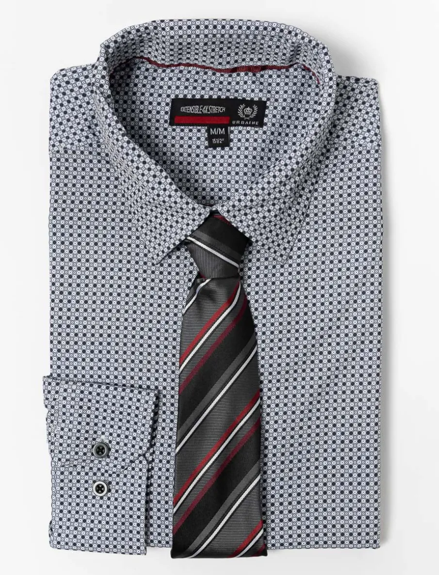 Printed Shirt with Matching Tie