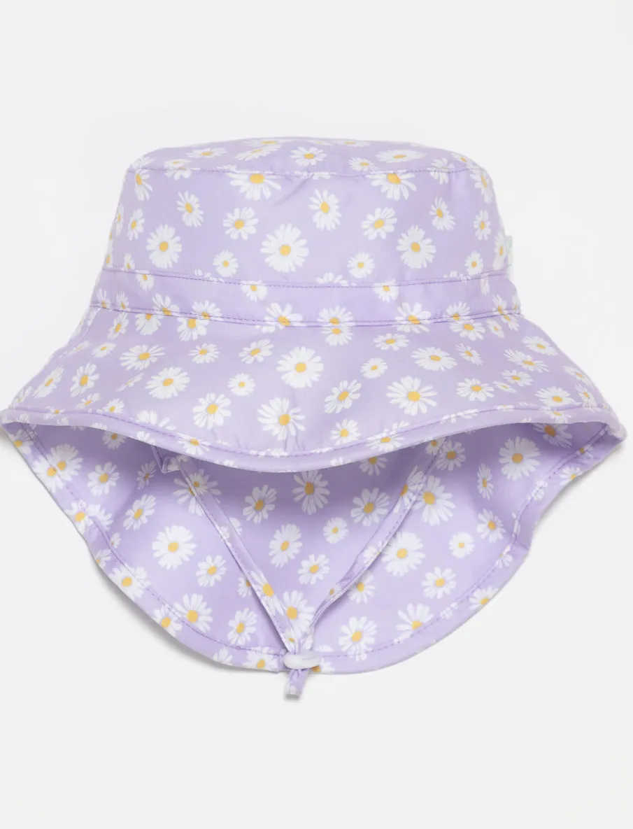 Printed Sun Hat with Drawstring