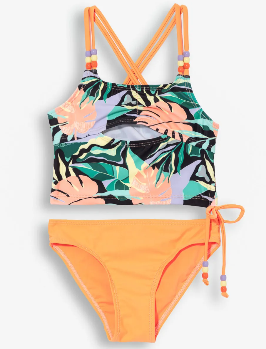 Printed Tied-strap 2-piece Swimsuit - Little Girl