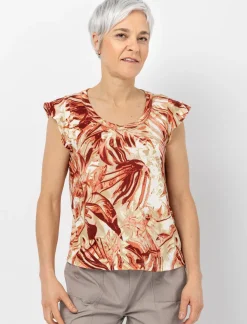 Printed T-shirt with Flutter Sleeves
