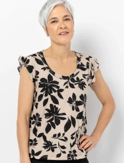 Printed T-shirt with Flutter Sleeves