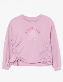 Printed T-shirt with Ruched Details - Little Girl
