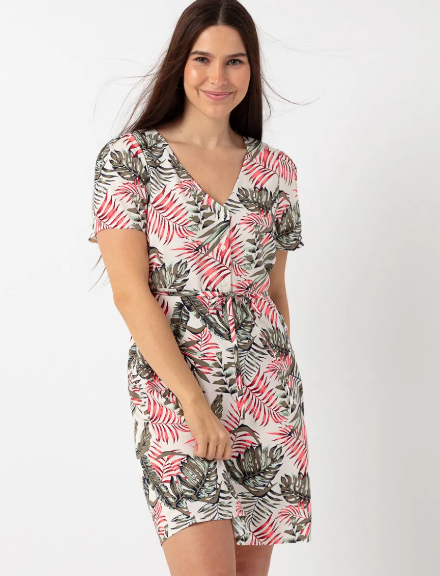 Printed V-neck Dress
