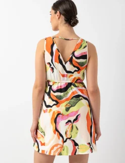 Printed V-neck Dress