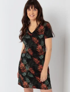 Printed V-neck Dress