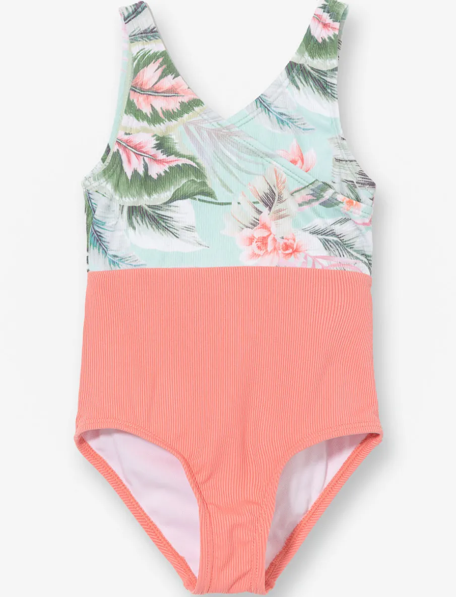 Printed Wrap 1-piece Swimsuit - Little Girl