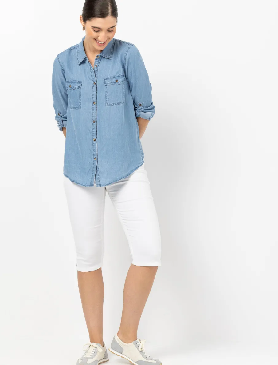 Pull-On Denim Capri Pants