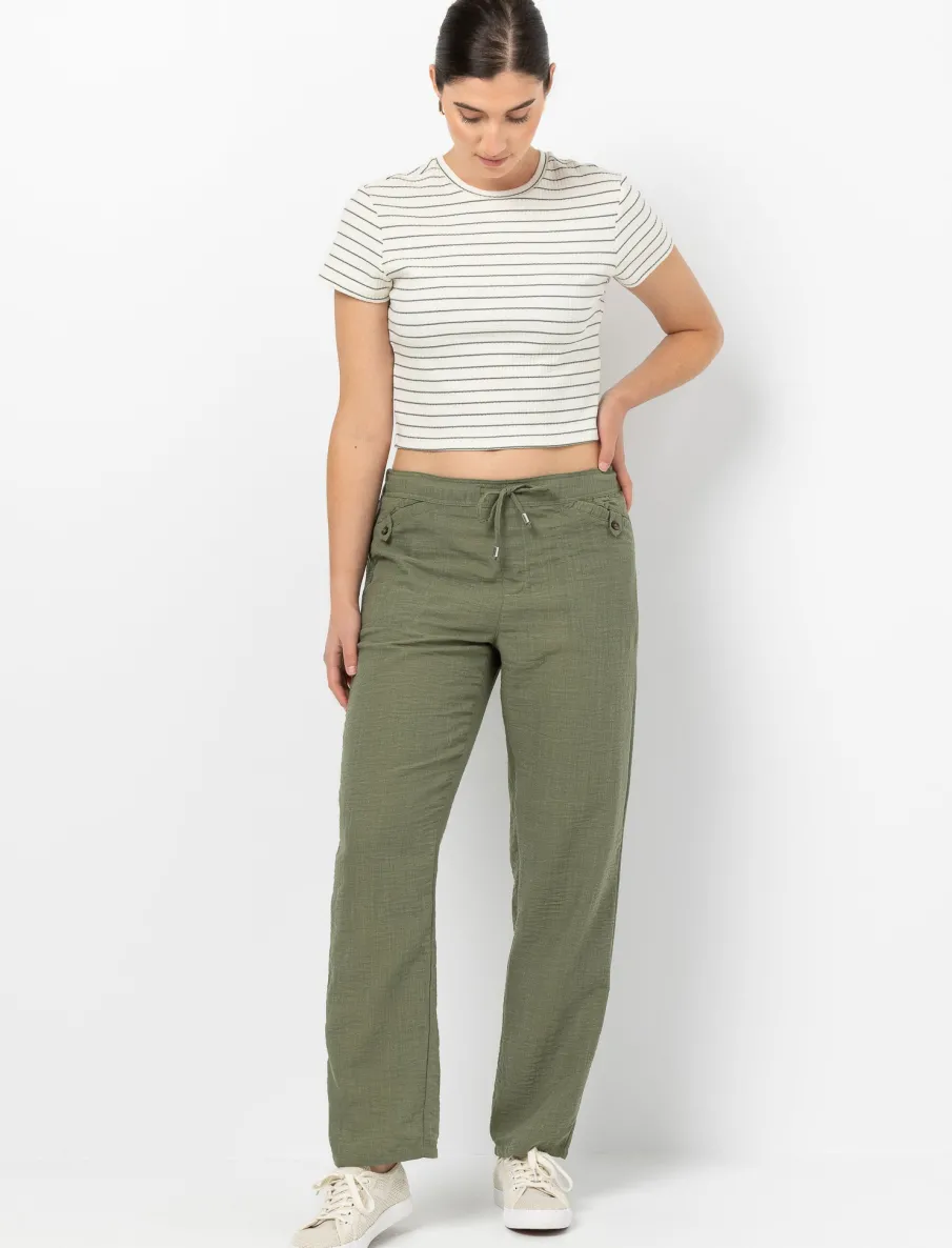 Pull-on Linen-blend Trousers