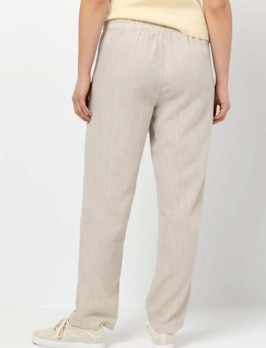 Pull-on Linen-blend Trousers