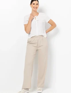 Pull-on wide-leg trousers